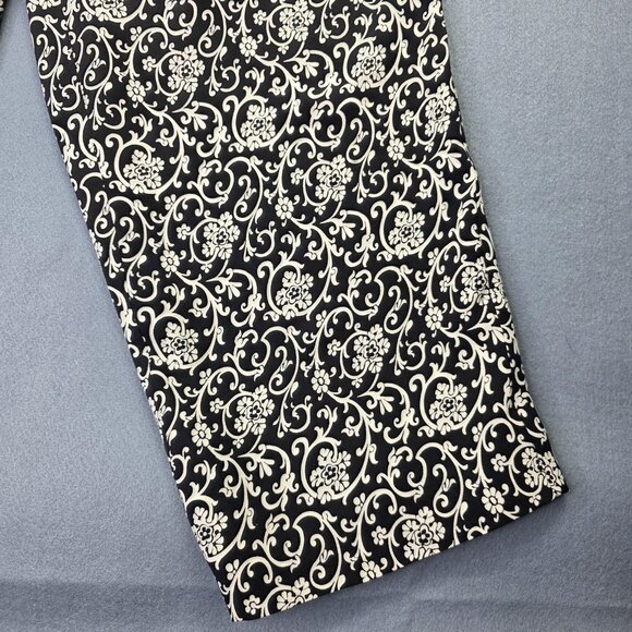 Talbots Pants Womens 12W Black White Floral Silk Dressy Pull On Elastic Waist - Picture 4 of 13